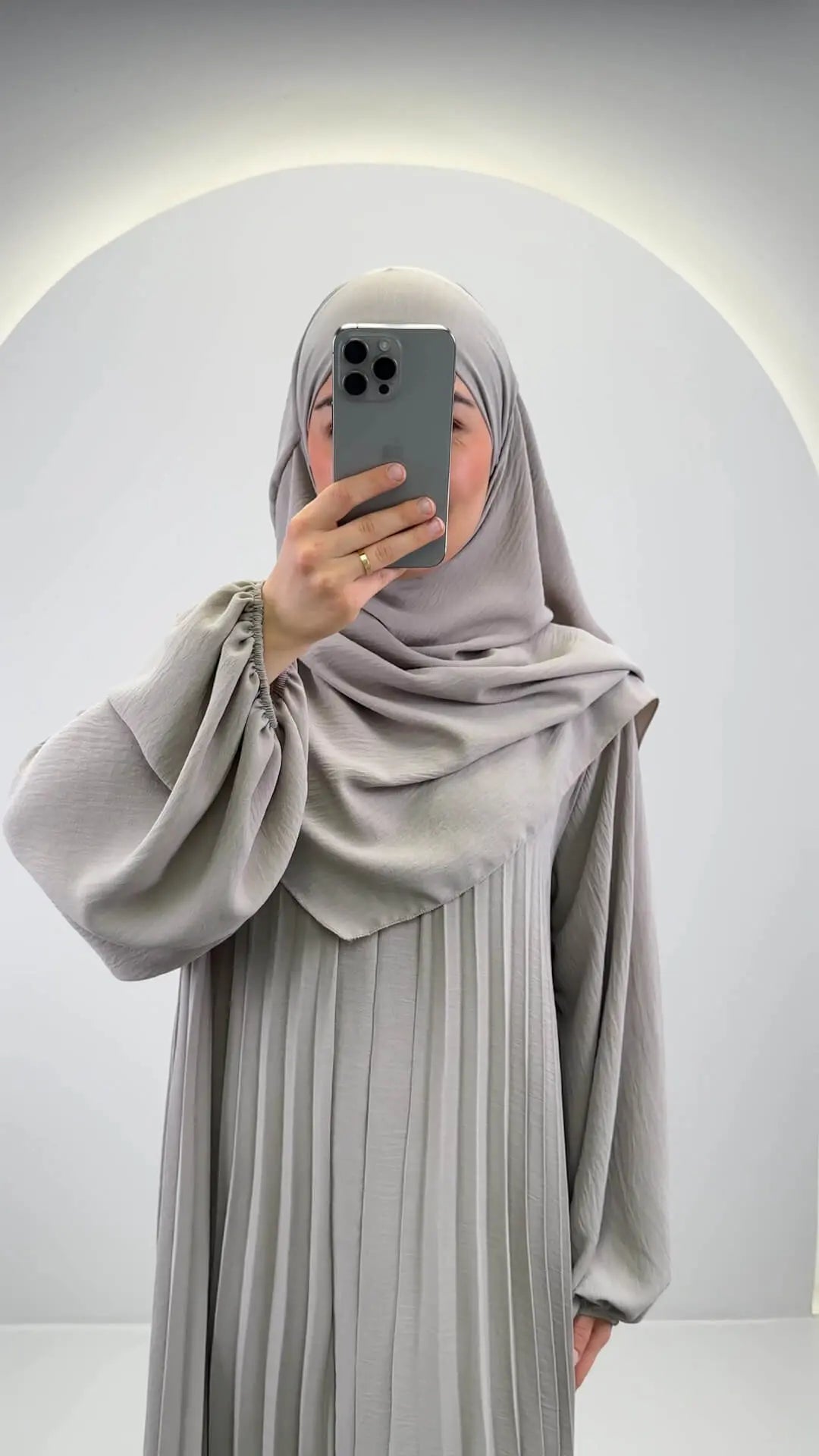 Hifaya Abaya Set with Khimar Taupe